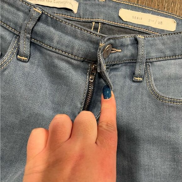 Pilcro and the Letterpress Serif Jeans Straight Leg Mid Rise Light Wash Size 28 - Picture 5 of 12